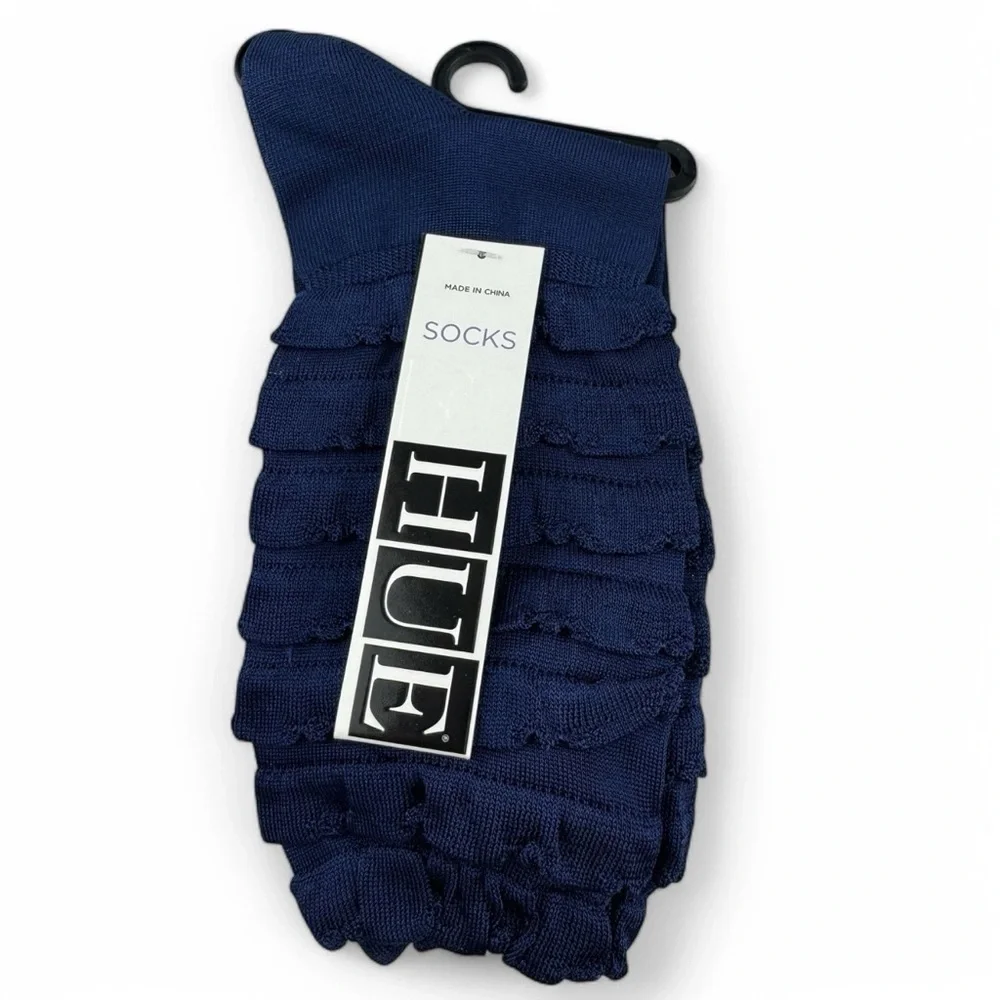 HUE Ruffle Tiered‎ Socks Womens One Size Fits Most Skyfall Blue 1 Pair NWT